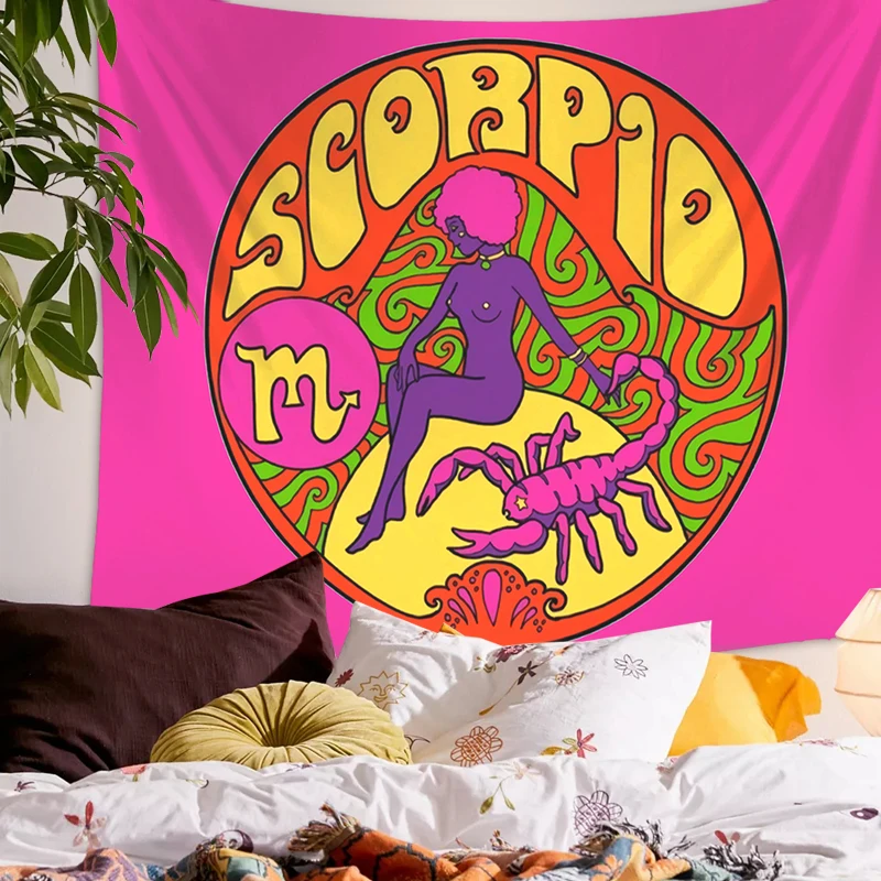 

Гобелен с созвездиями Таро, гобелен с карточками, винтажный гобелен, настенный гобелен в стиле хиппи, богемные гобелены, цветной психоделический