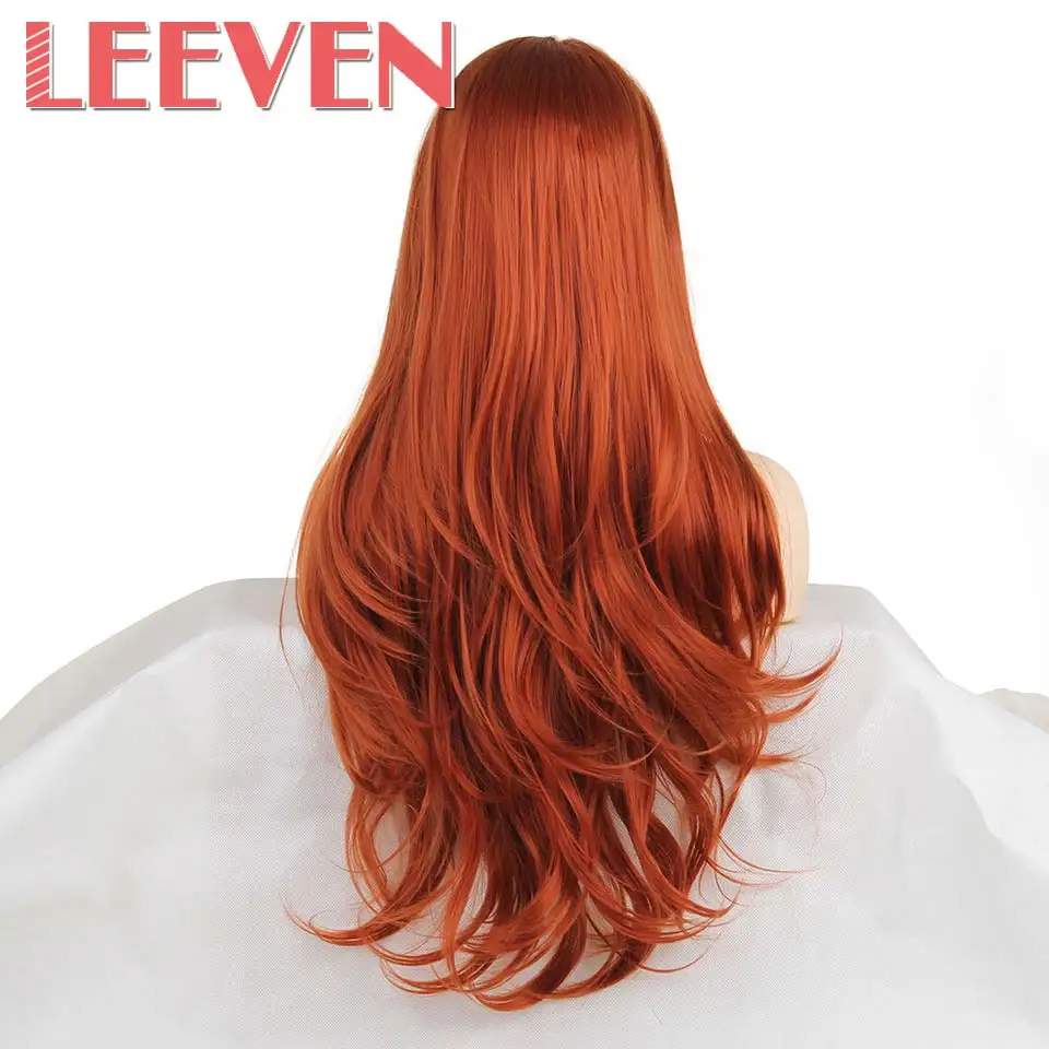 #30 Leeven 24 ''Розовый Оранжевый Фиолетовый парик фронта шнурка медный красный длинные волнистые синтетические парики с детскими волосами 613 блонд имбирный парик - Цвет: #30