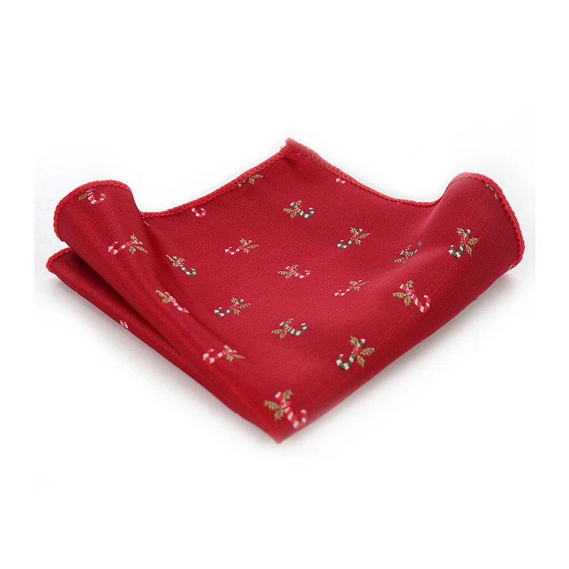 KAMBERFT дизайн 23*23 см мужской шелковый платок красный Рождественская елка Снеговики Jucquard Свадебный квадратный Карманный Рождественский подарок - Цвет: 08
