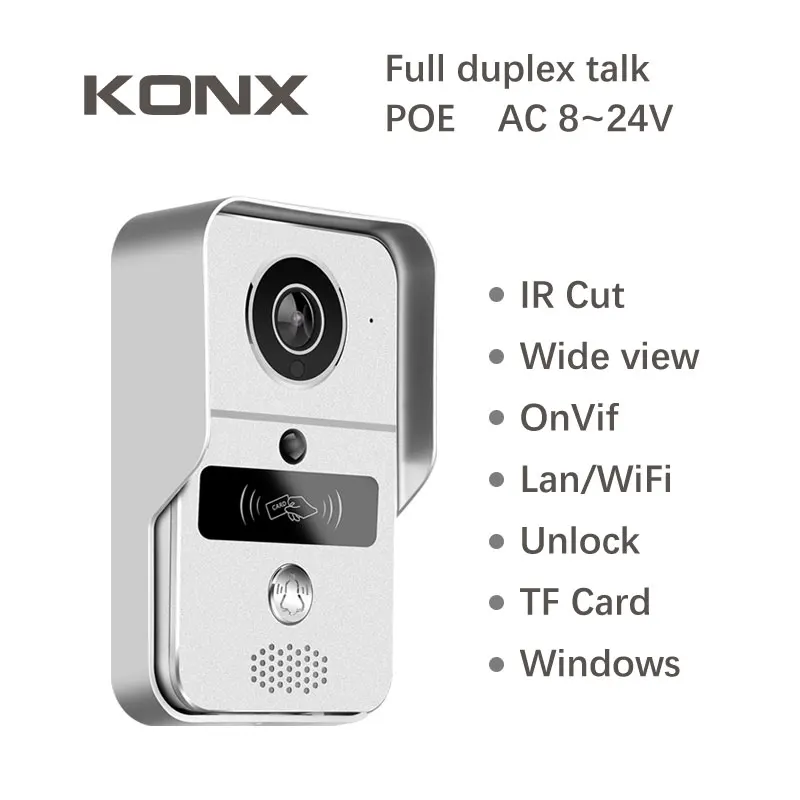 720P wifi IP дверной звонок ID карта открытый замок детектор движения видео дверной телефон - Цвет: silver