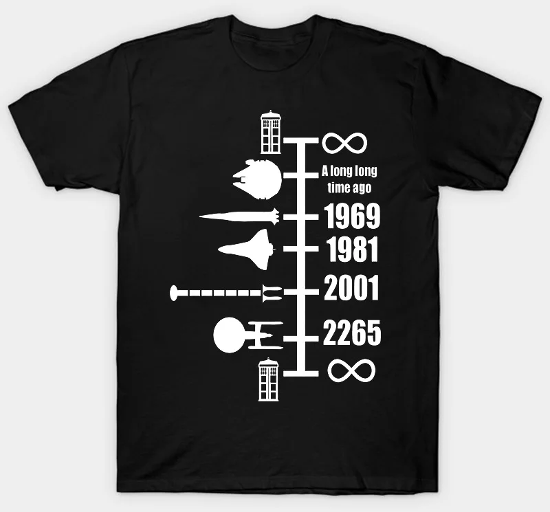 Космический корабль Timeline Футболка-вдохновлен Doctor Who Star Trek Funny - Цвет: Черный