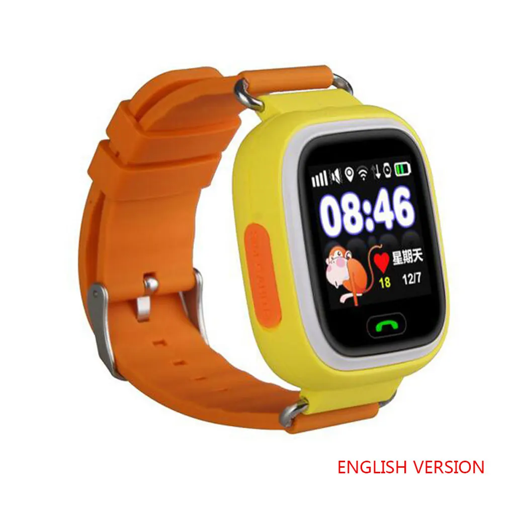 Новое поступление Q90 gps Детские умные часы Детские анти-потеря наручные часы SOS Вызов расположение устройства трекер умные часы - Цвет: Orange English