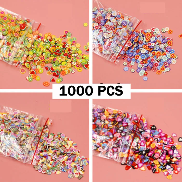 1000pcs Resin Filling Material DIY Casting Mold Filler 3D Fruit Flower Cartoon Slice Sticker Polymer Clay Nail Art Craft Filling wooden rubber stamps for card making