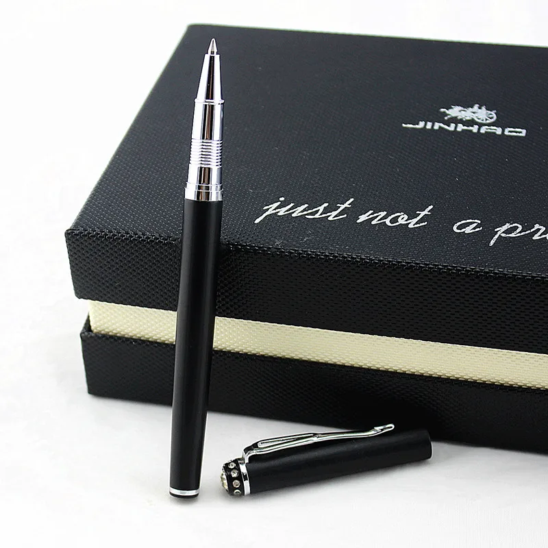 

JINHAO 301 Black silver clip Grand Diamond hat Medium nib Rollerball Pen New