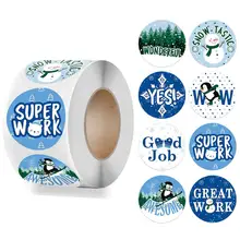 

Snowman Reward Sticker Christmas Stickers 500PCS/ROLL 1 Inch 'Great Work' Scrapbooking Stickers for Kids Child DIY Decoration