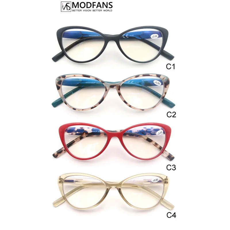 MODFANS Anti Blue Light Blocking Glasses Multifocal Reading Cat Eye Oval Frame Durable Spring HInge for Women Readers | Аксессуары для