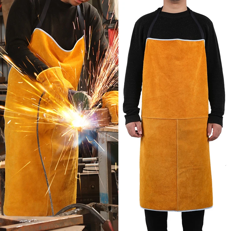 

Cow Leather Aprons Welding Heat Insulation Protection Welders Blacksmith Carpenter Safety Clothing Anti-scalding Apron