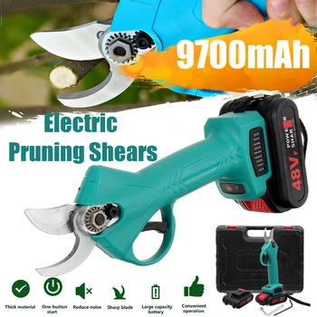 Online 500W 48V Rechargeable Electric Pruning Scissors Pruning Shears Garden Pruner Secateur Branch Cutter Cutting Tool W/ 2x Battery