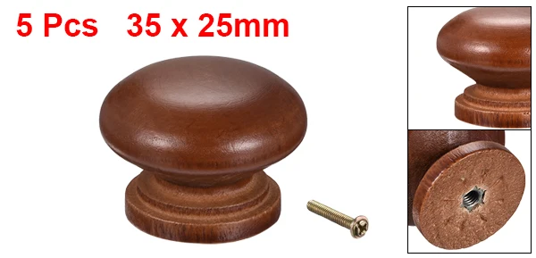 Uxcell круглая ручка 35 мм Диаметр мебель для шкафа Спальня кухонный ящик 5 шт - Цвет: 35x25mm(DxH)-5pcs