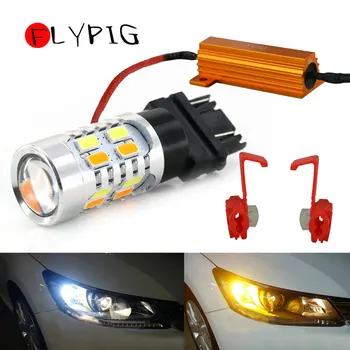 

FLYPIG Dual Color 3157 3156 DRL Backing Turn Signal Parking Light LED Bulb White/Amber