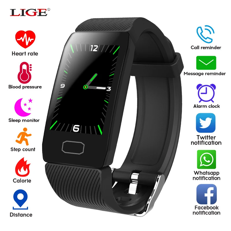  LIGE Sports Bracelet Heart Rate Blood Pressure Monitor Health Smart Watch IP67 Waterproof Fitness T - 4000107012721