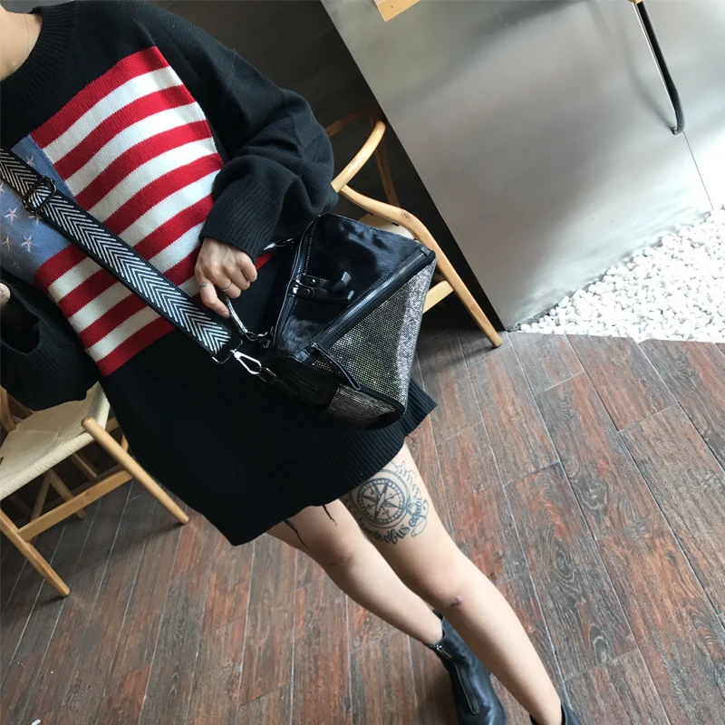 Fashion Horse Hair Messenger Bags Diamonds Satchels Horse Hair Patchwork handbag adies hand bags Diamonds Patchwork handbags
