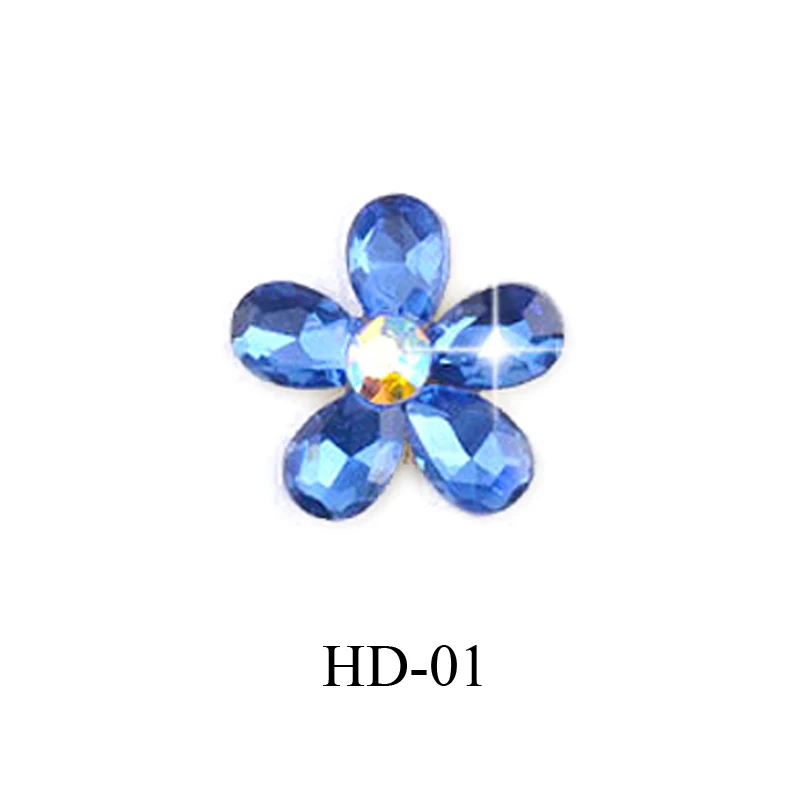 HD-01 10 шт Красочный Блестящий Прозрачный арт для ногтей Стразы DIY маникюр декор 3D цветок дизайнерский Шарм стекло блестящие украшения ногтей - Цвет: HD-01