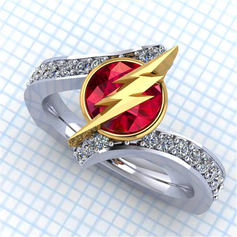 Unique Style Female Crystal White Red Stone Ring Silver Gold Color Wedding Finger Ring Promise Love Engagement Rings For Women