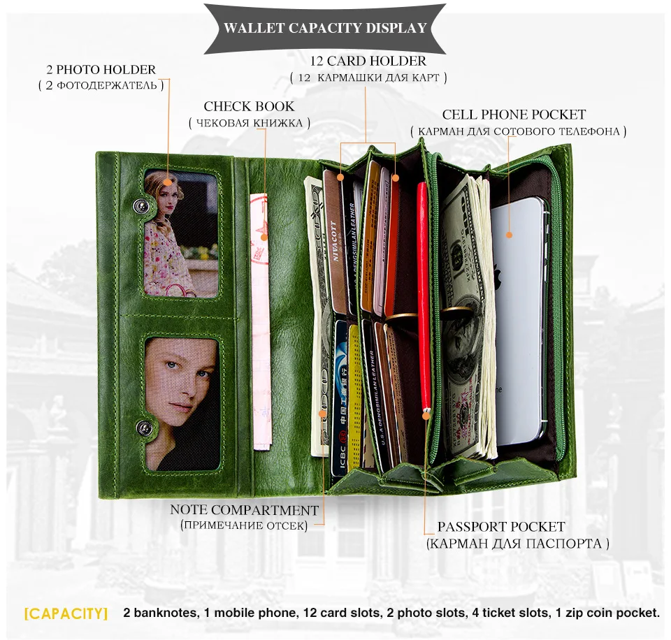 Многофункциональный кожаный кошелек в европейском и американском стиле, длинные женские кошельки, кошельки, бумажники