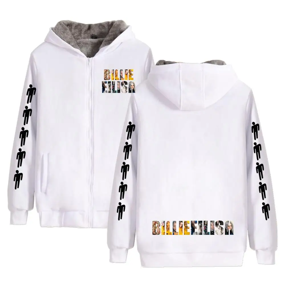 Billie Eilish, модные популярные флисовые толстовки для мужчин и женщин, на молнии, с капюшоном, пуловер, розовые толстовки, горячая новинка, тренд, уличная одежда, пальто - Цвет: white - style 6