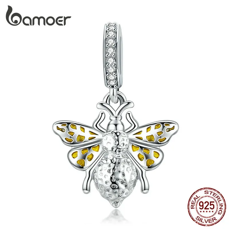 Bamoer изящная подвеска в виде пчелы, серебряный браслет для женщин, серебро 925, ювелирное изделие для ожерелья SCC1298