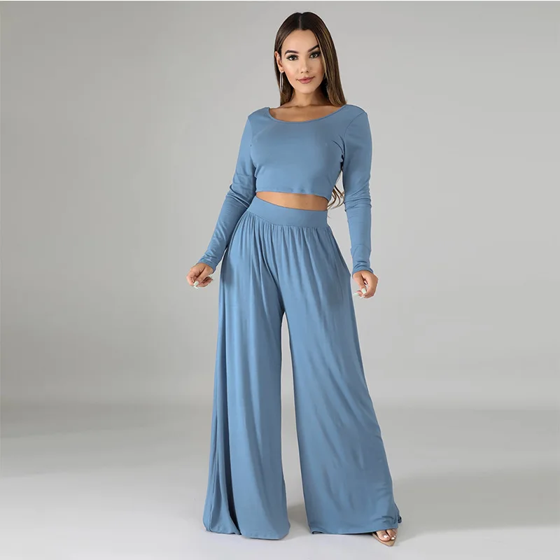 

Laughido Plus Size Women Set Suit Casual Long Sleeve And Wide Leg Pants 2 Piece Set Autumn Suits Set Female Loose Outfits Woman