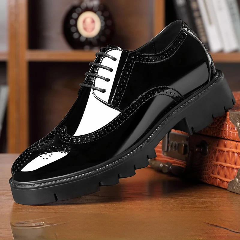 Platform Hoge Hak 5/7/9 Cm Hoogte Verhoog Casual Mannen Brogue Lakleer  Schoen Man Oxford Jurk Schoenen Lift formele Bruiloft|Formele Schoenen| -  AliExpress