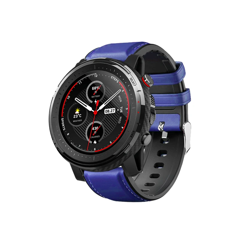 Кожаный+ Силиконовый ремешок для наручных часов Amazfit Stratos 3 Stratos 2 2s Stratos браслет ремешок для Amazfit Pace/Amazfit Bip Lite