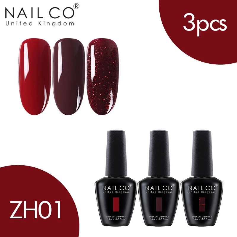 ZH01 NAILCO 15 мл цветной набор 3 шт./комплект Гель-лак для ногтей Полупостоянный Светодиодный УФ-гель для ногтей Краска Лак для ногтей Гибридный Гель-лак - Цвет: ZH01