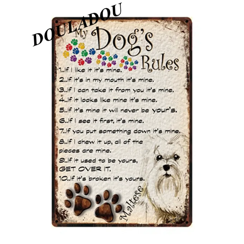 [Douladou] животное собака металлический знак для бара pet shop табличка винтажный оловянный знак бульдог Золотой модный красивый постер украшение для дома 30*20 - Цвет: 17