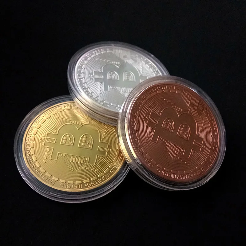 Невалютных Коллекционные вещи сувенирная монета Bitcoin Позолоченные физическая бит монеты BTC с Чехол подарок металла античная имитация художественных