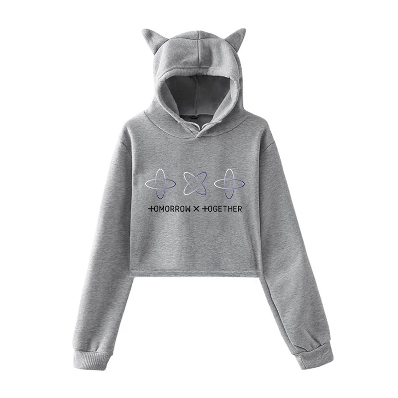 Попкорн KPOP TOGETHER Cat Ear Hoodie женский дропшиппинг