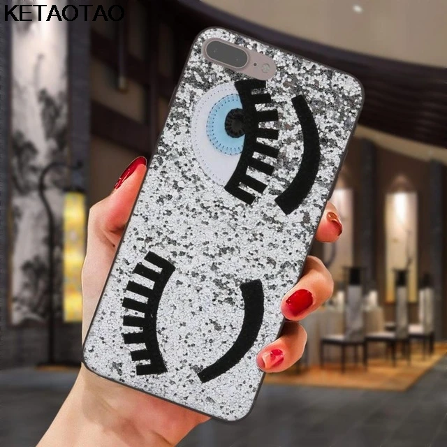 Зеленый KETAOTAO Модный чехол для телефона с изображением глаз Chiara Ferragni для iPhone 6, 7, 8 Plus, X, XS, XR, 11 Pro, чехол для samsung, мягкий, ТПУ, резиновый, силиконовый - Цвет: Зеленый