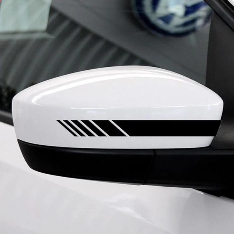 2 автомобиля зеркало заднего вида полосы DIY стикер 15,3*2 см для Volkswagen POLO Tiguan Passat Golf EOS Scirocco Bora Lavida - Название цвета: Черный