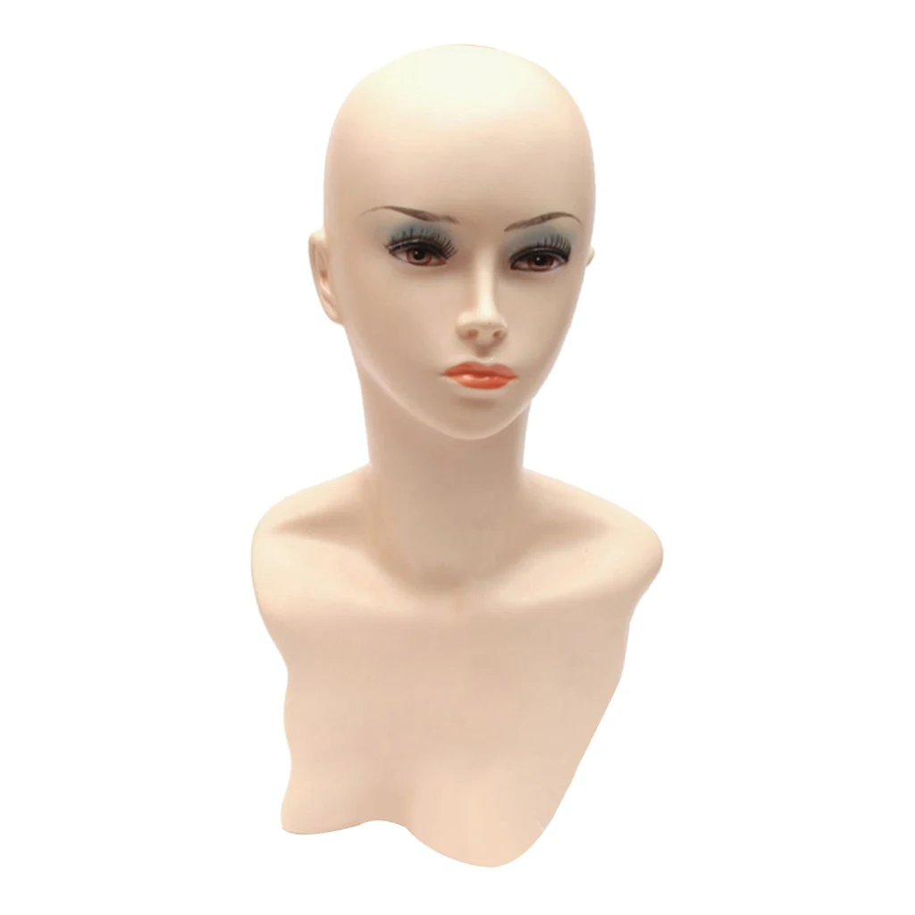 Female Mannequin Head Model Torso Plastic Dress Form with Stand Wig Hat Display Stand Glasses Display Holder 