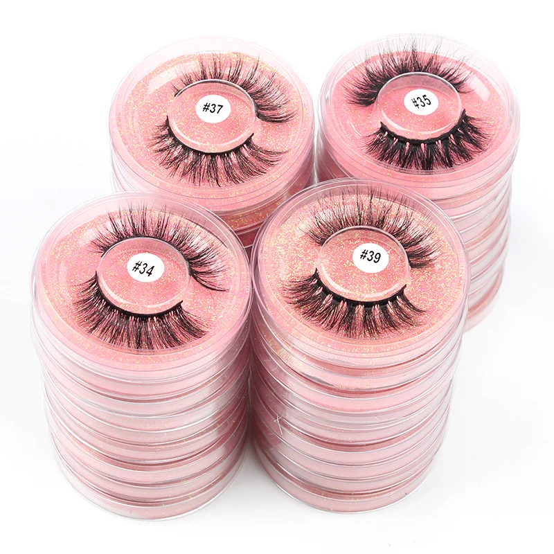 Natural Mink False Eyelashes Bulk Wholesale Fluffy Wispy Lashes