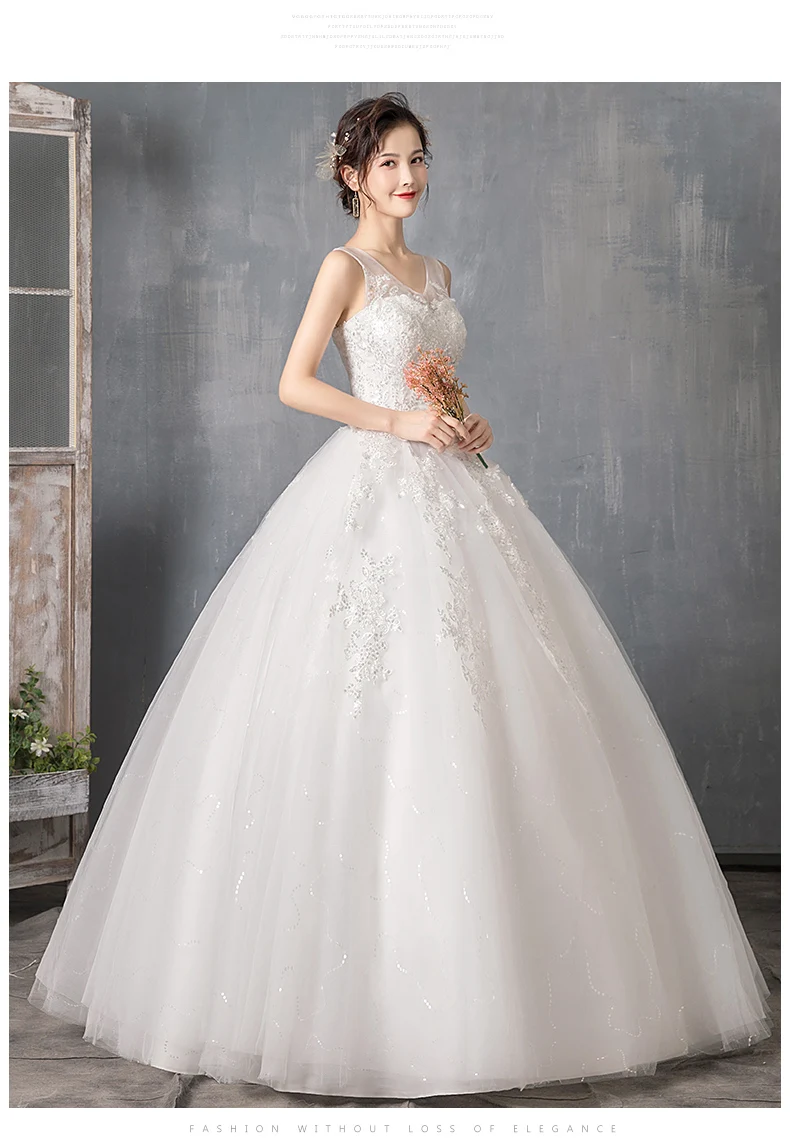 It's YiiYa Wedding Dresses Plus Size Boho V-neck Wedding Dress Long Elegant Lace Sleeveless Vestido De Novia HS335