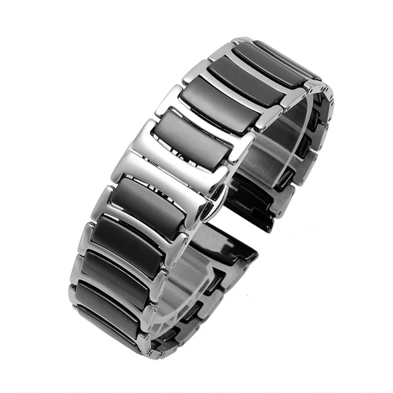 Elegant Ceramic & Stainless Steel Watchband Bracelet - Premium Metal Strap 40mm/44mm