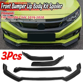 

3pcs Car Front Bumper Lip Splitter Diffuser Spoiler Protection Guard Body Kit Deflector Lips For Honda For Civic 2019-2020