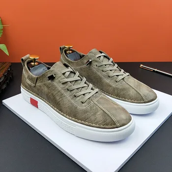 

Shoes Male All-match Shoes Leisure Time Leather Shoes Trend Man England Autumn Youth Low Help Plate Shoes