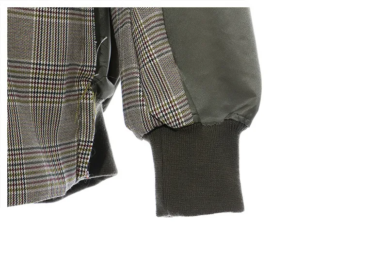 QING MO зимнее женское пальто, зеленое женское клетчатое лоскутное пальто с отложным воротником, однобортное пальто, Осеннее ZQY1745