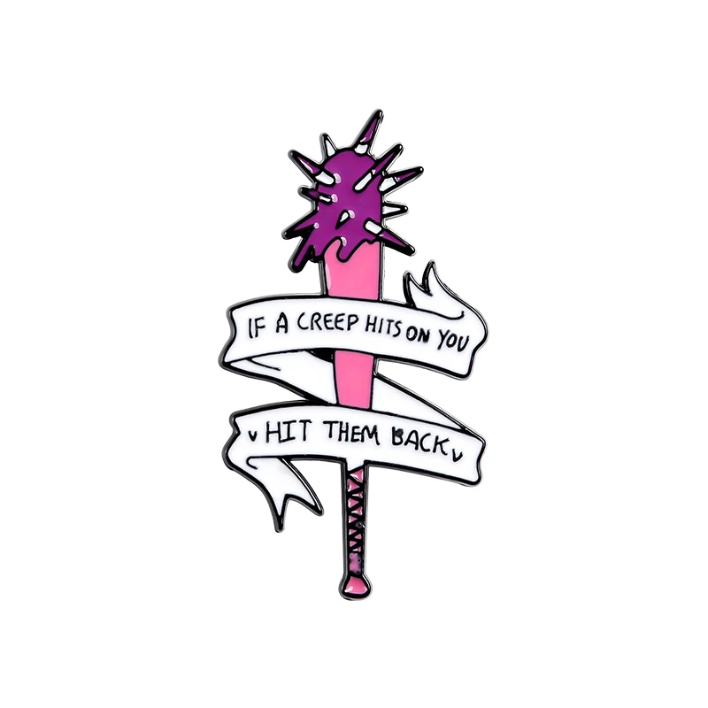Fight Like a Girl, эмалированные булавки, на заказ, помада, пистолет, волшебная палочка, броши на лацкане, булавка для рубашки, сумки, розовые значки, ювелирные изделия для женщин, подарок - Окраска металла: Mace
