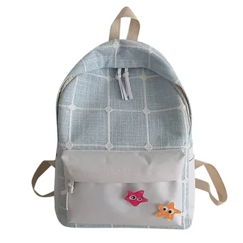 

Women's Bag Backpack Shoulder Fashion Simple Style Large Capacity Canvas Casual Simple Canvas Wild Large capacity Art