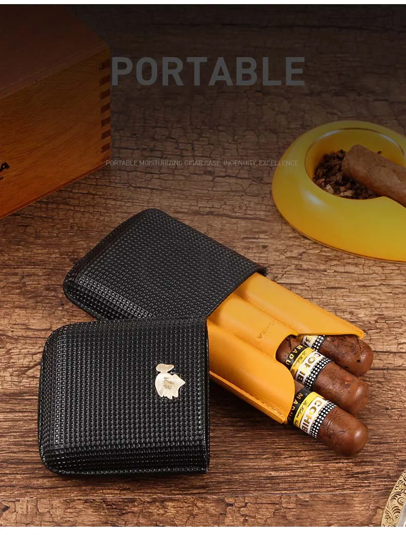 COHIBA, кожаный чехол для сигар, для улицы, коробка для хьюмидора, портативная, для путешествий, для сигар, хьюмидоры, подходят для 3 кубинских сигар, держатель, трубка для сигар, гаджеты