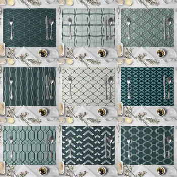 

Fashion Print Rectangle Cotton Linen Western Style Table Pad Cut Mats Placemat for Dinner Kitchen Table 40x30cm