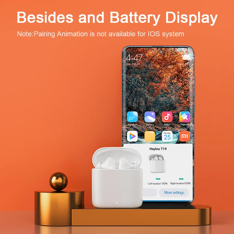 Haylou T19 подключение приложения наушники вкладыши TWS + Bluetooth APTX HD стерео Смарт Шум