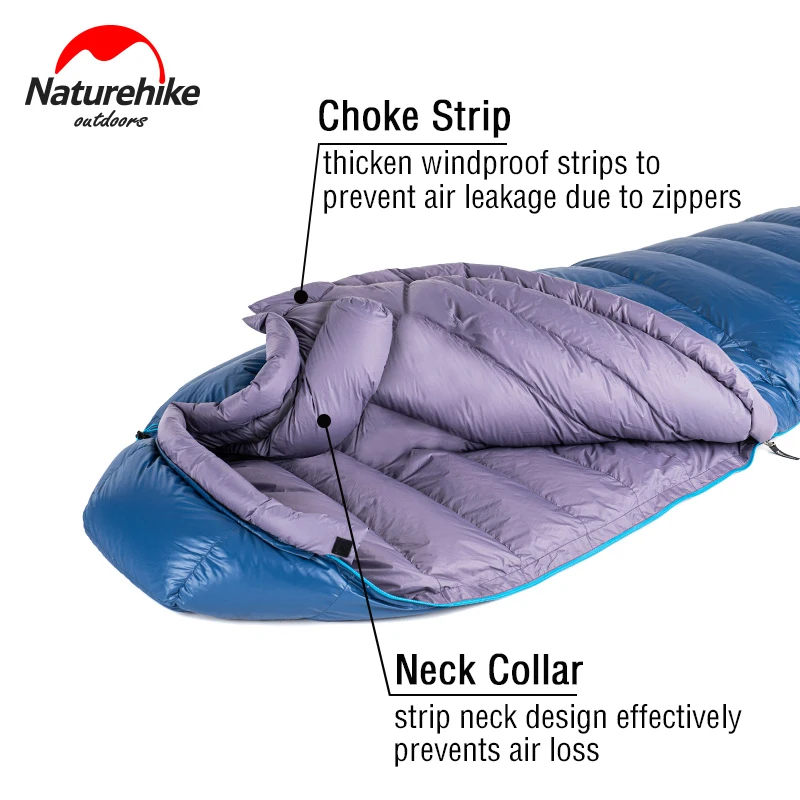 Naturehike ULG400 Sleeping Bag Ultralight Compact Goose Down Camping Sleeping Bag Waterproof Mummy Winter Outdoor