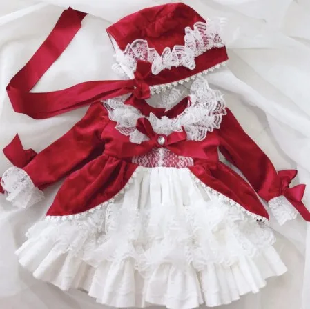 Модное испанское платье для девочек детские королевские вечерние платья детские платья принцессы кружевное платье Fille Рождественская одежда для маленьких девочек - Цвет: dress hat