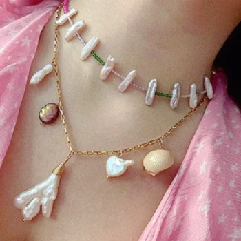 

bohemio multi-faceted crystal beads collar fashion new color irregular pearl necklace collar цепь mujeres bijoux collar accessor