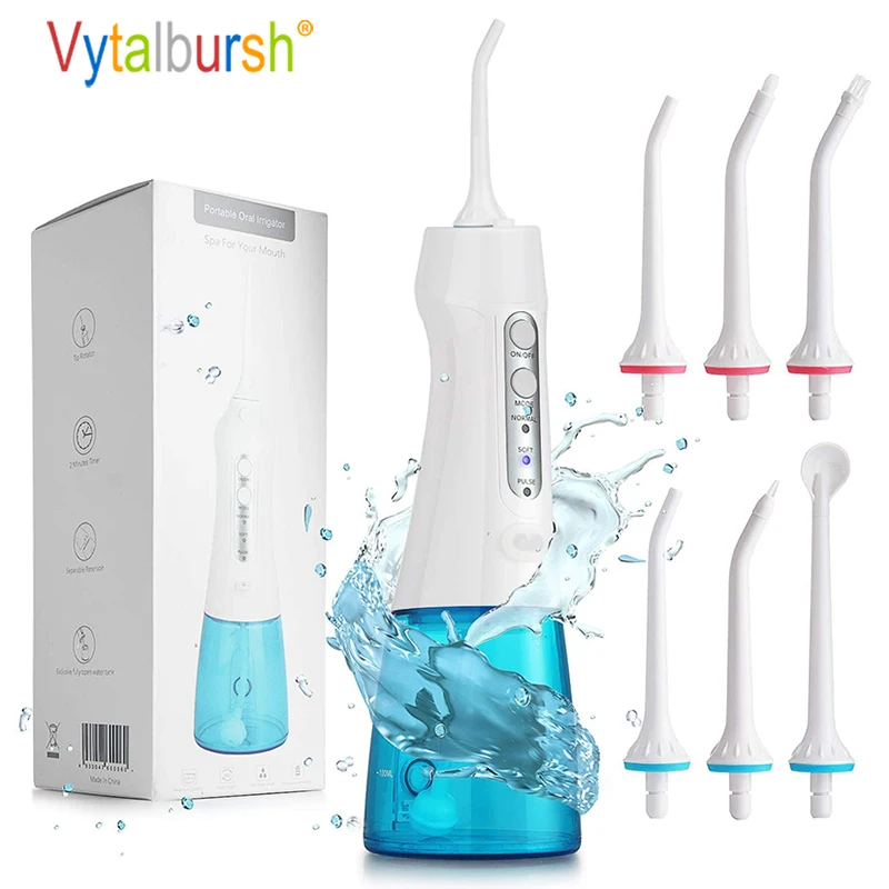 Oral Irrigator USB Rechargeable Water Flosser Jet 300ML Water Tank Travel Portable Dental Water Jet Waterproof Teeth Cleaner