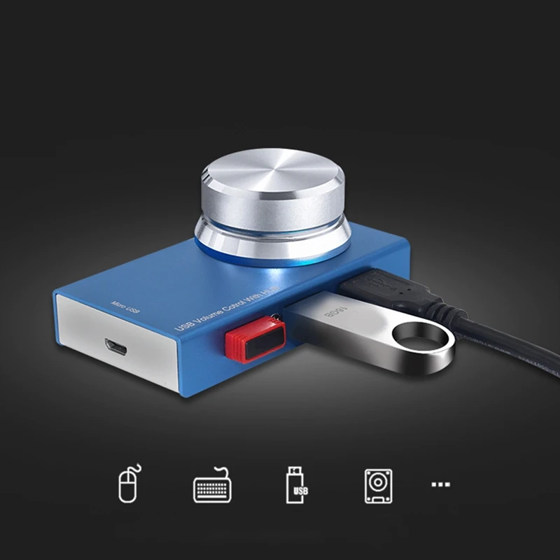 3 порта концентратор высокая производительность Usb регулятор громкости Ручка, компьютерный динамик аудио регулятор громкости регулятор с одной клавишей функция отключения звука