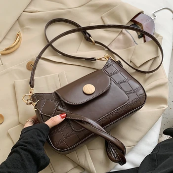 

Stone Pattern Vintage 2020 Women Shoulder Bag Winter Small Fashion Handbags Female Branded Designer Crossbody Bag PU Leather