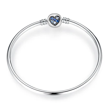 

Original 925 Sterling Silver Blue Zircon Heart Chain buckle DIY Bracelets & Bangles for Women Charms Jewelry Making