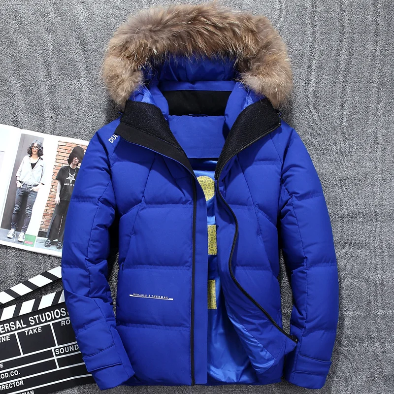 New Fur Hooded Duck Down Jackets Men Thicken Warm High Quality Coats Male Casual Winter Outerwer Parkas | Мужская одежда